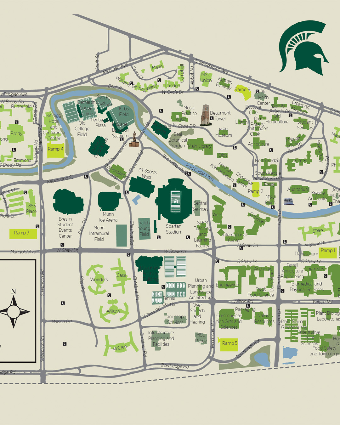 This is a graphic of Michigan State's campus